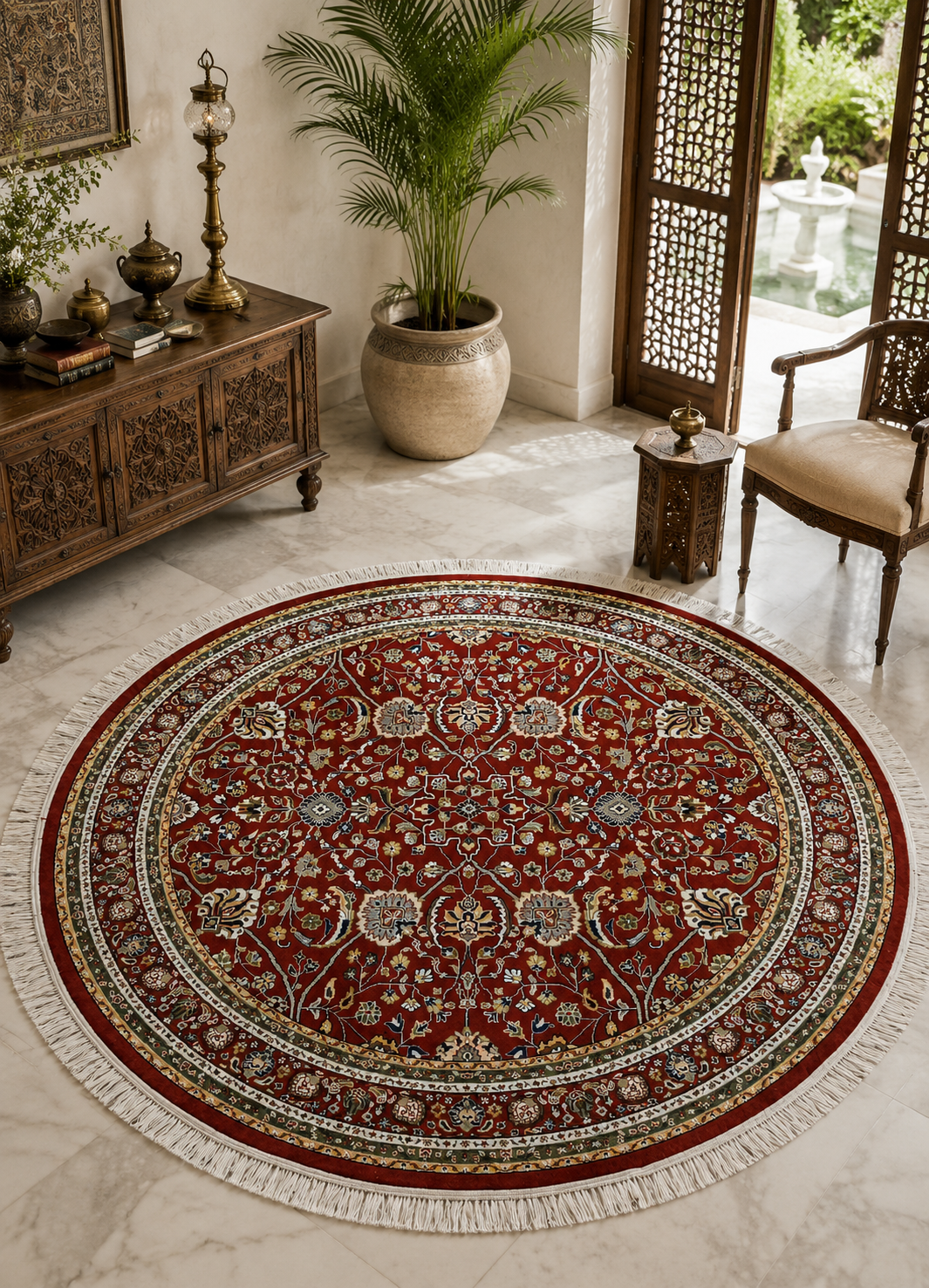Zarmina Red Round Rug