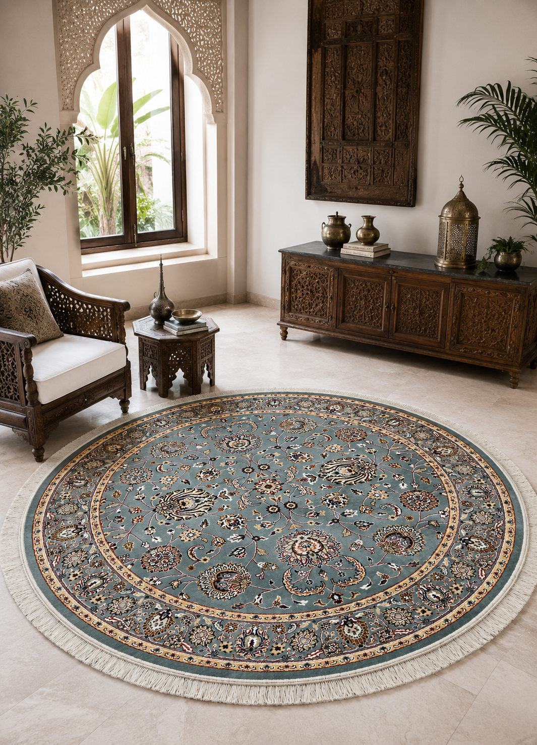 Aab-e-Neel Round Rug