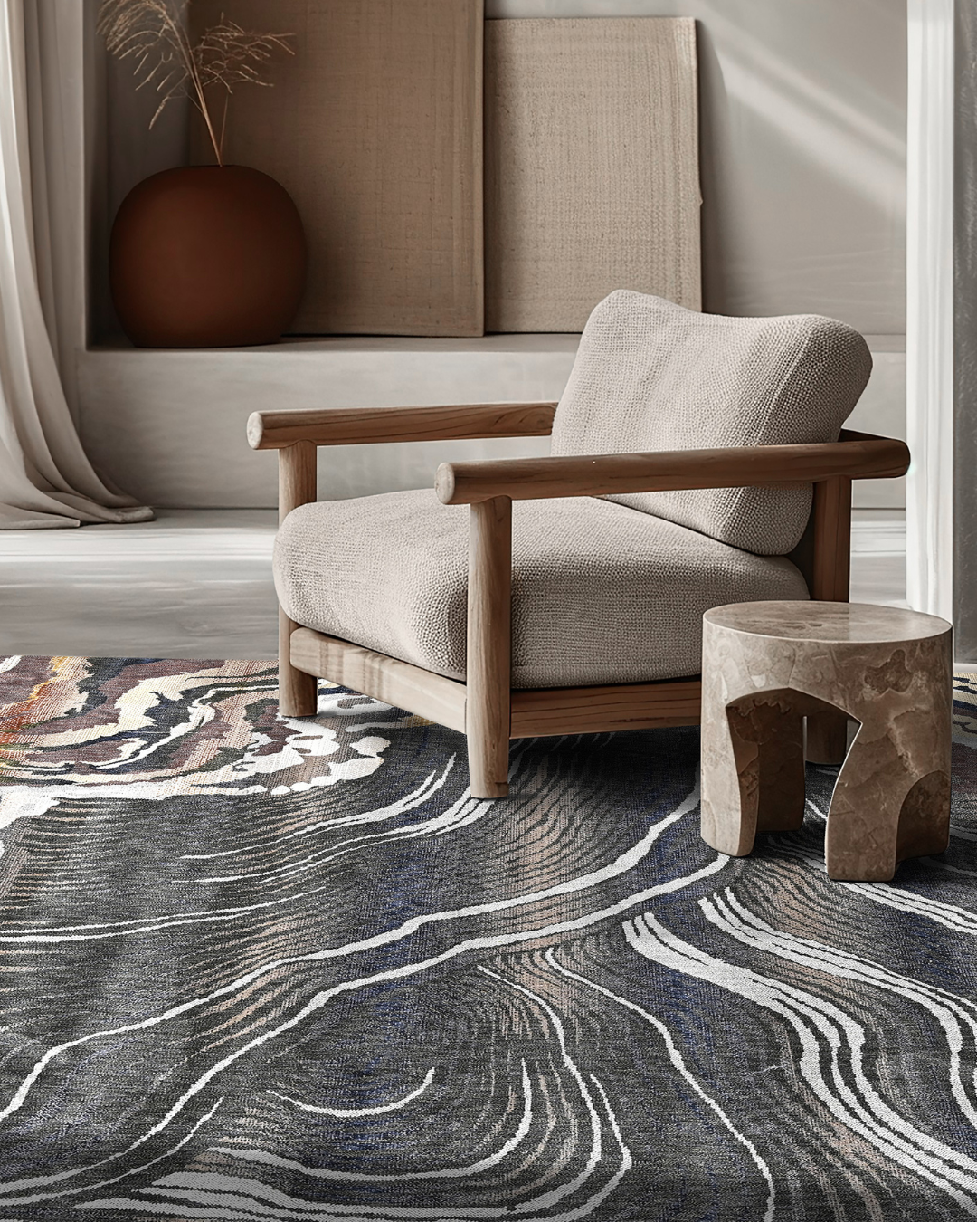 Obsidian Flow Powerloom Rug (UV15)