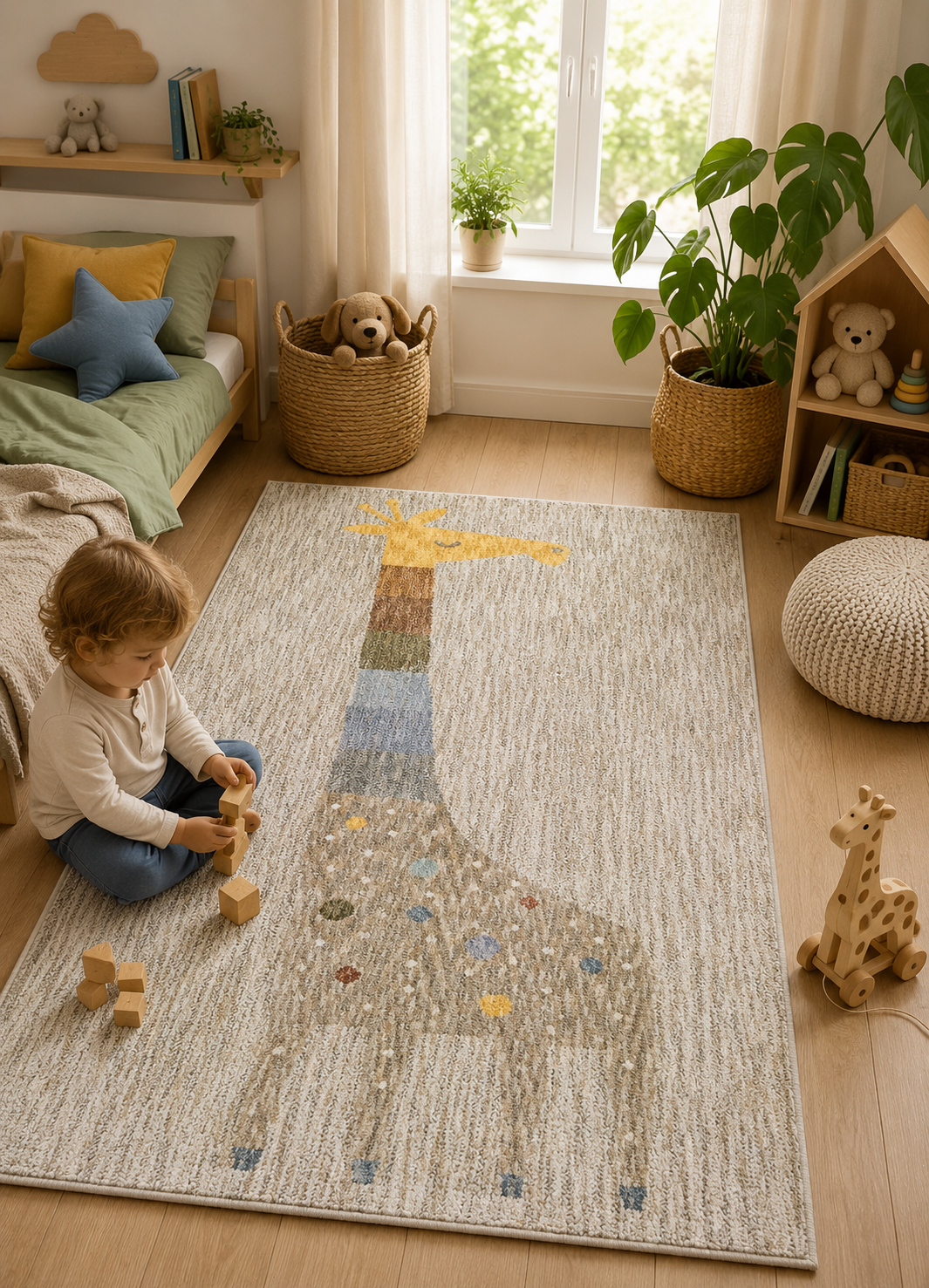 Giraffe Taupe Kids Rug