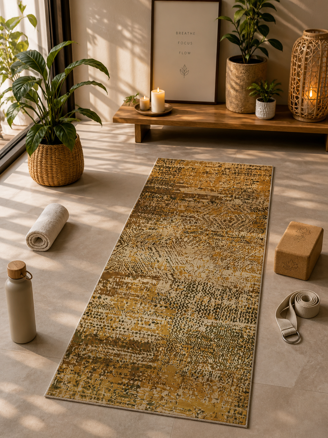 Golden Terrain Flow – Powerloom Yoga Mat