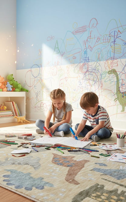 Dino Gold Multi Kids Rug