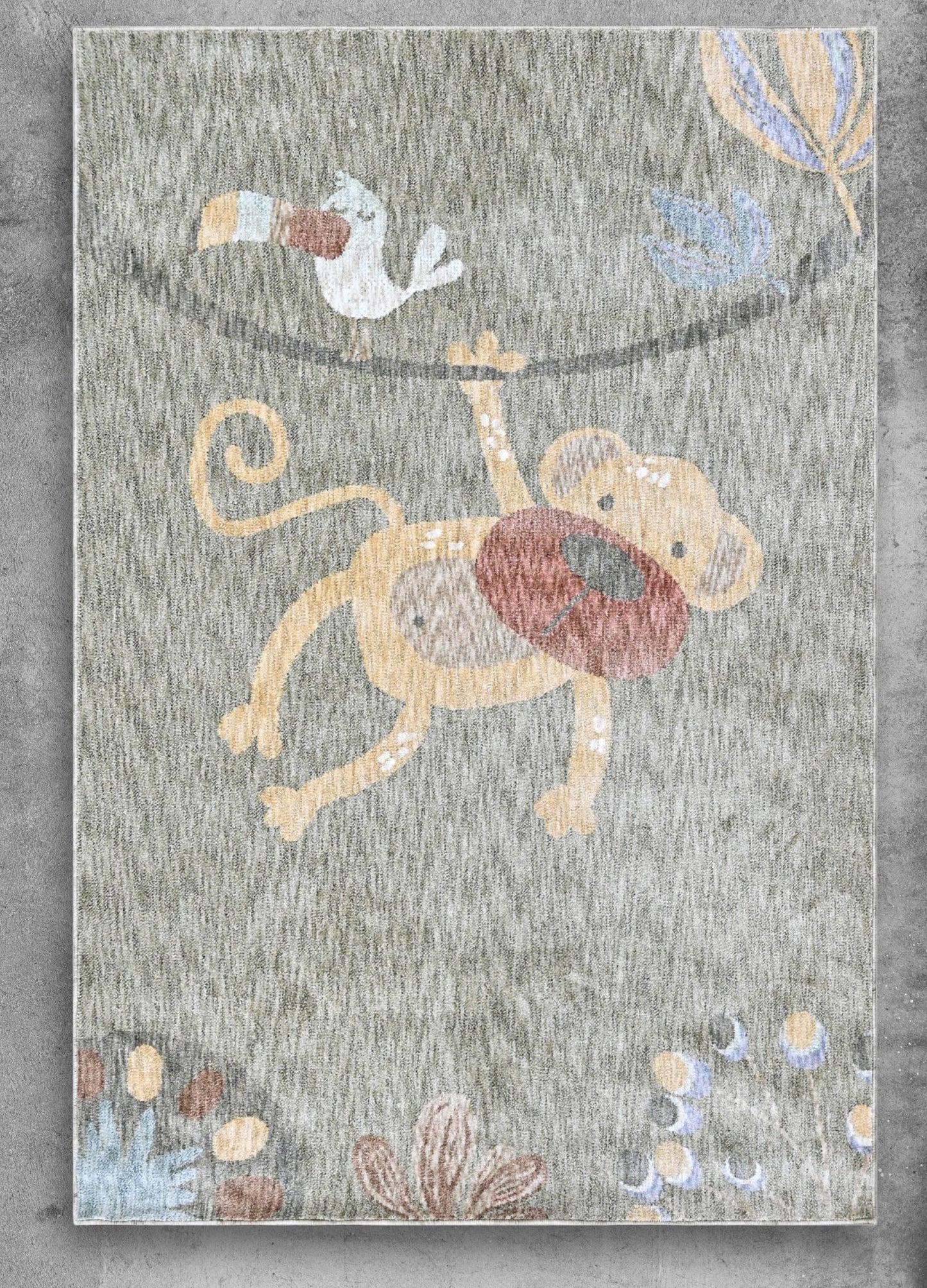 Monkey Beige Kids Rug