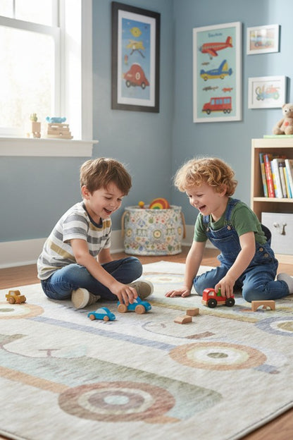 RETROCAR-SAND Kids Rug