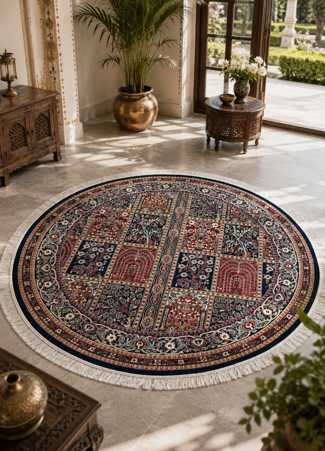 Nazakat Navy Round Rug