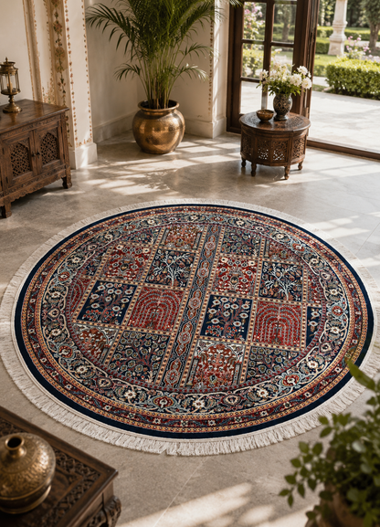 Nazakat Navy Round Rug