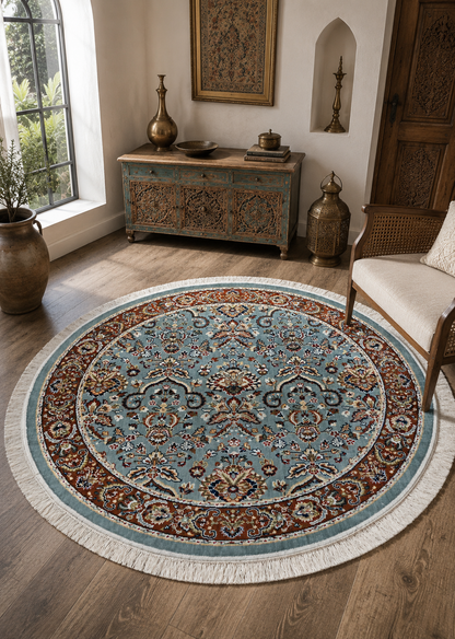 Firdaus Blue Round Rug