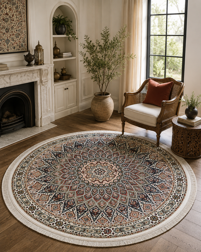 Meherbaan Ivory Round Rug