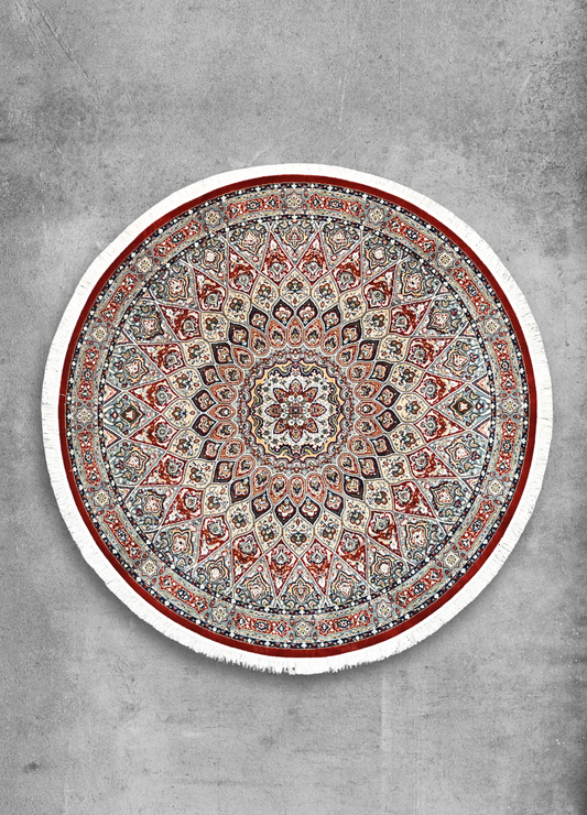 Rang-e-Zar Gold/Red Round Rug