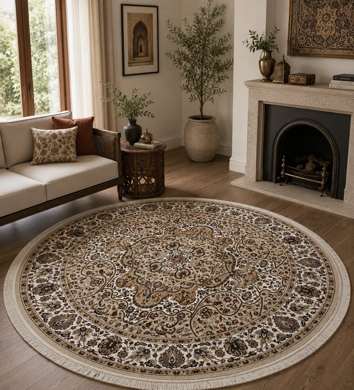 Jahanara Gold Yellow Round Rug