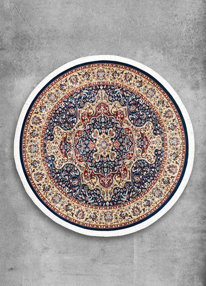 Sham-e-Darbar Navy Round Rug