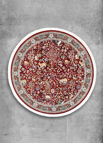 Bazm Royale Red Round Rug