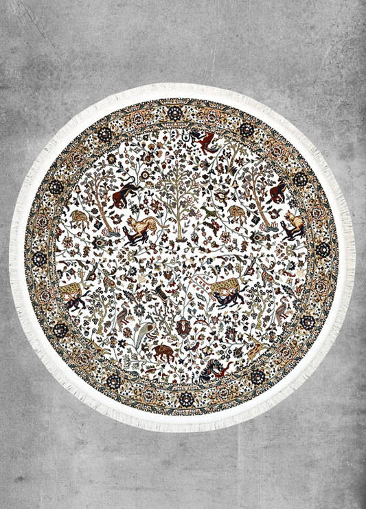 Safavid Pearl Round Rug
