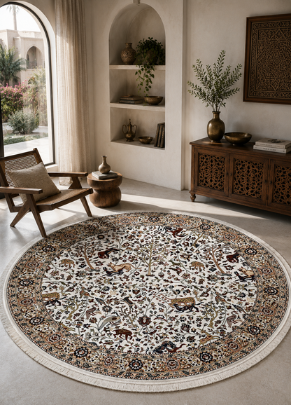 Safavid Pearl Round Rug