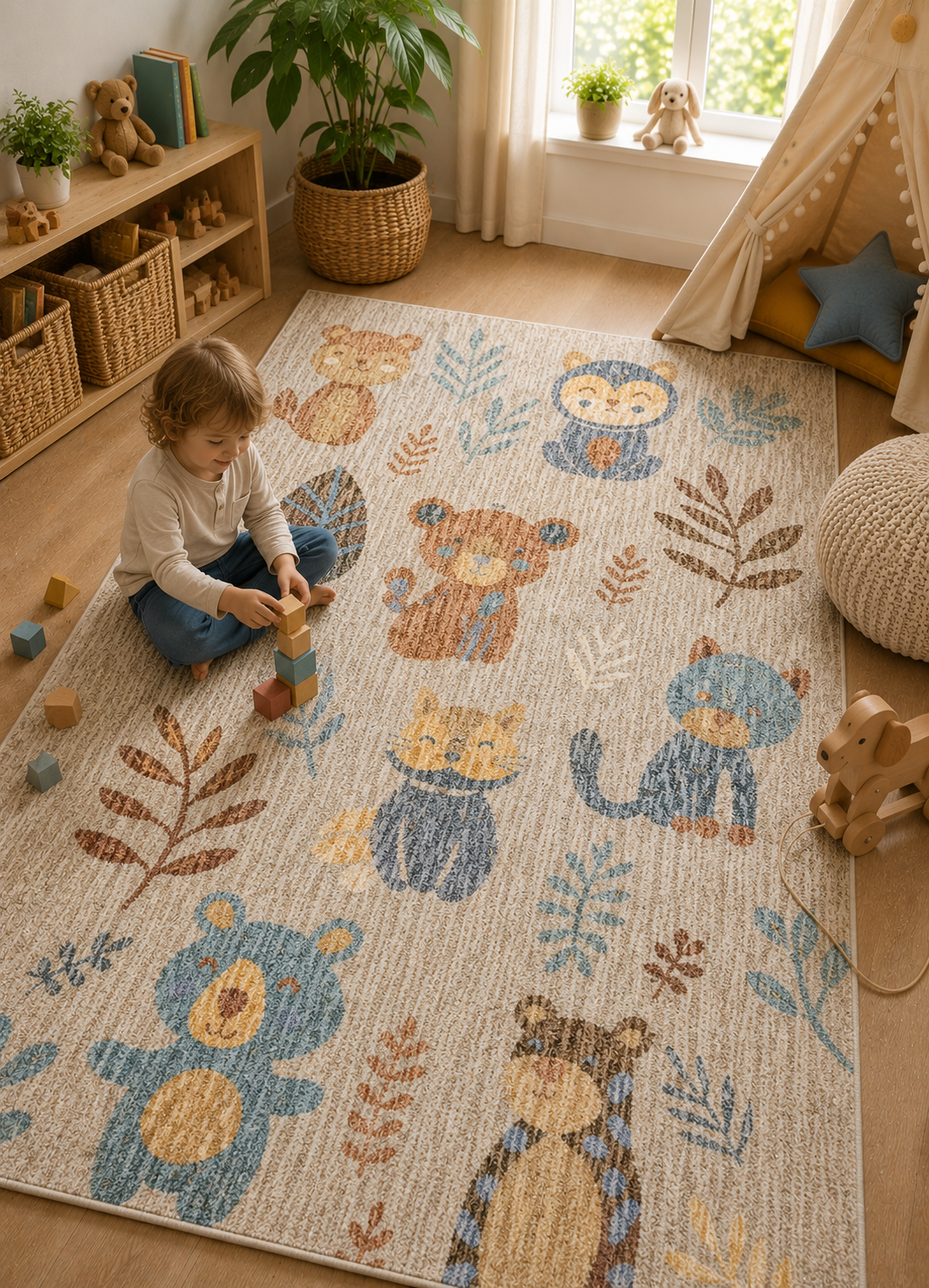 Teddy Sand Multi Kids Rug