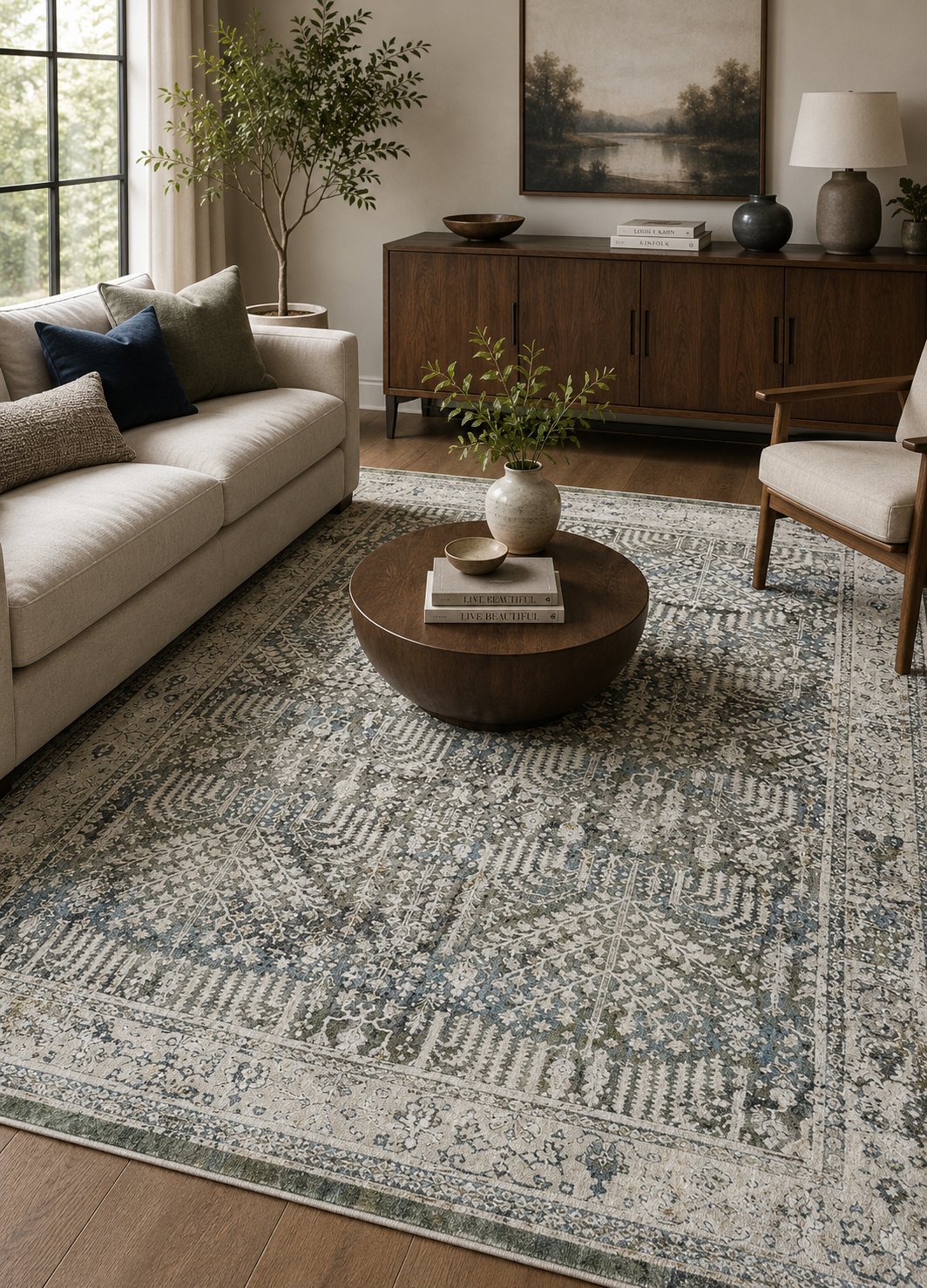 Stone Halo Powerloom - Green Rug