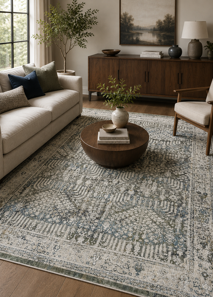 Stone Halo Powerloom - Green Rug